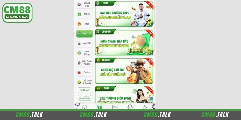 Loạt ưu đãi hot hit xuất hiện trên hệ thống CM88
