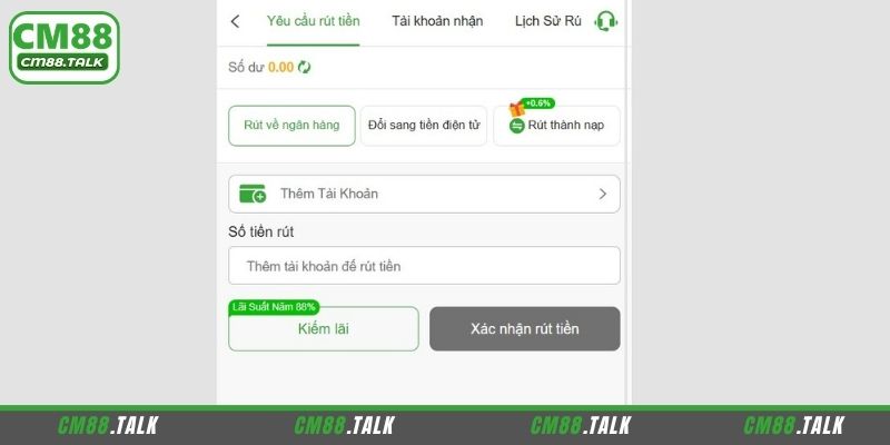 Rút tiền CM88 chi tiết từng bước